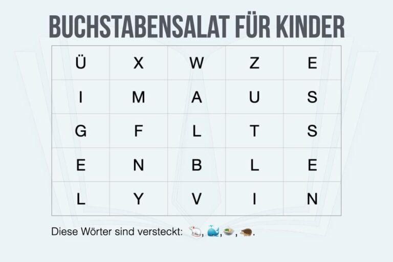 Buchstabensalat lösen: Online Rätsel Beispiele mit Lösung