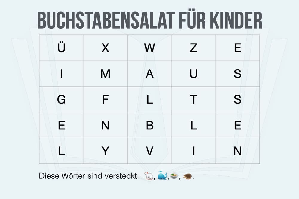 Buchstabensalat lösen: Online Rätsel Beispiele mit Lösung