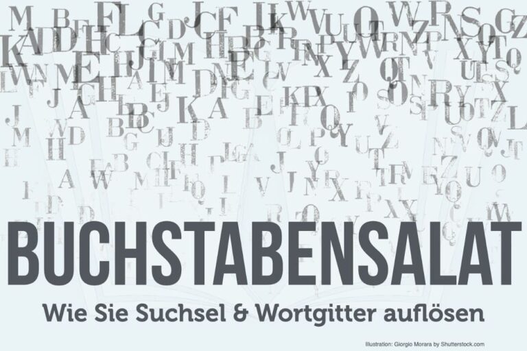 Buchstabensalat lösen: Online Rätsel Beispiele mit Lösung