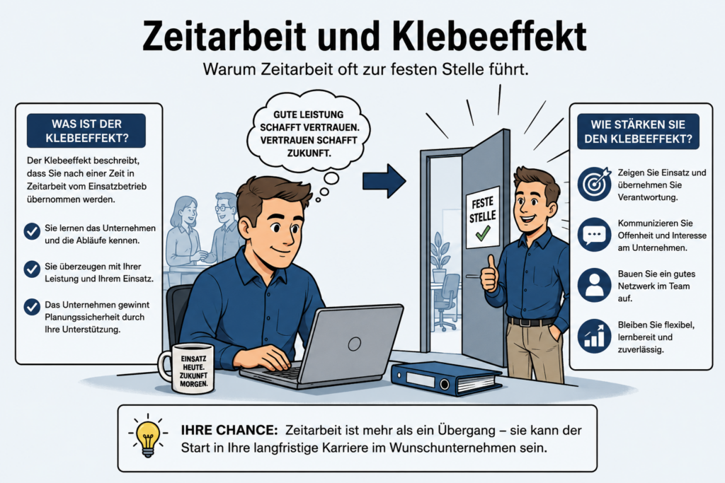 Wird man aus der Zeitarbeit übernommen? Chancen + Klebeeffekt